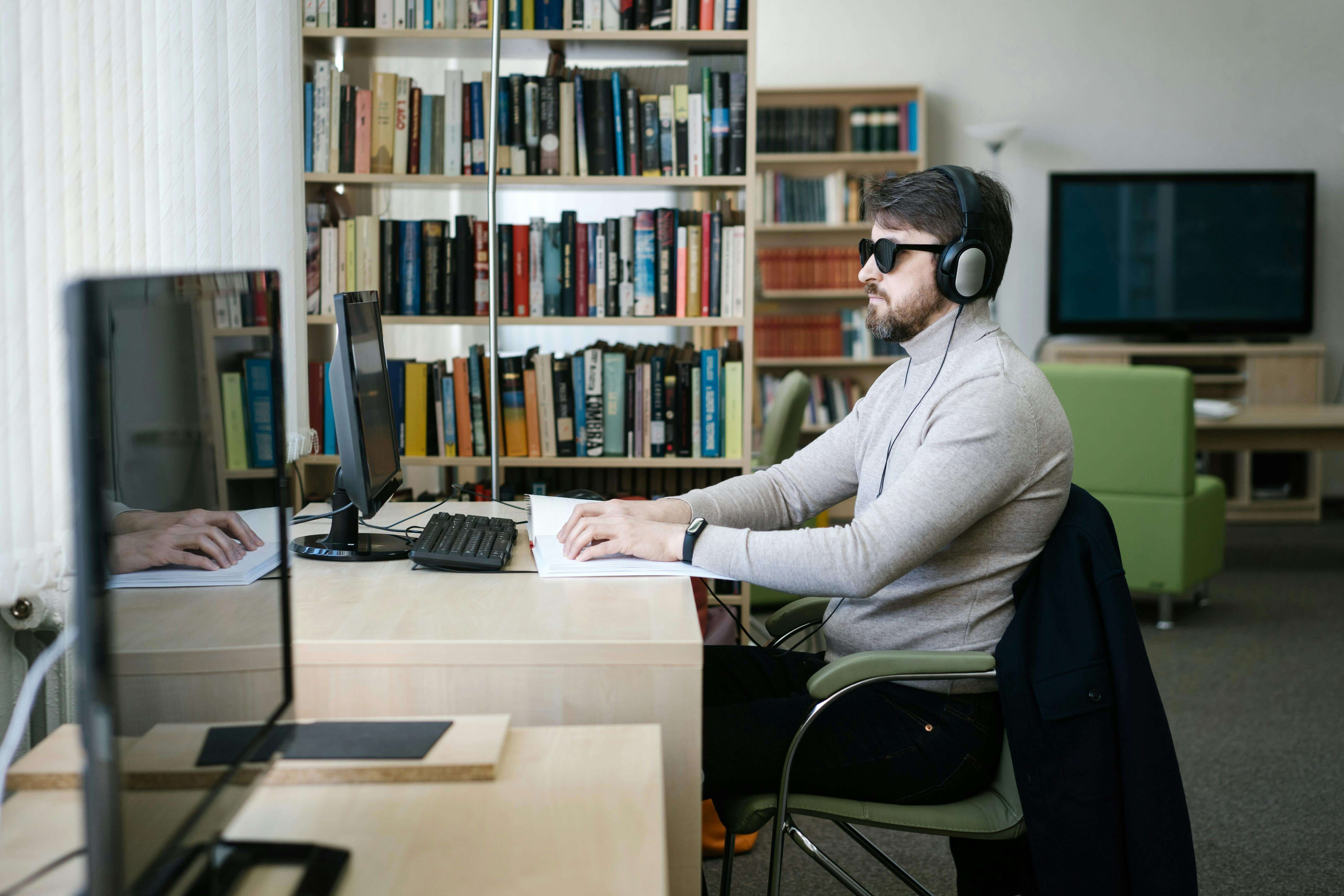 Stock image of visually impaired person